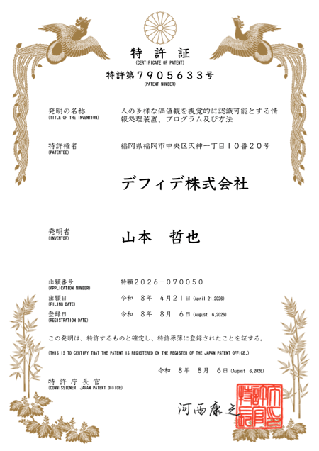 特許第7905633号特許証